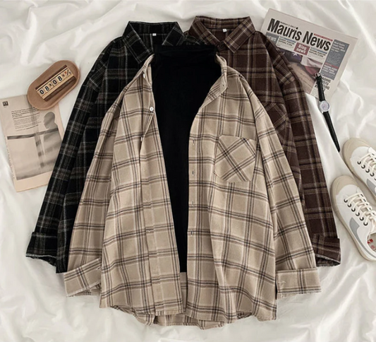 Plaid Harmony Korean Casual Shirt