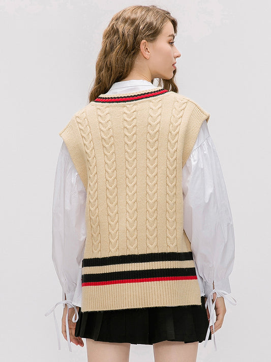 K Delight Sleeveless Badge Sweater Set