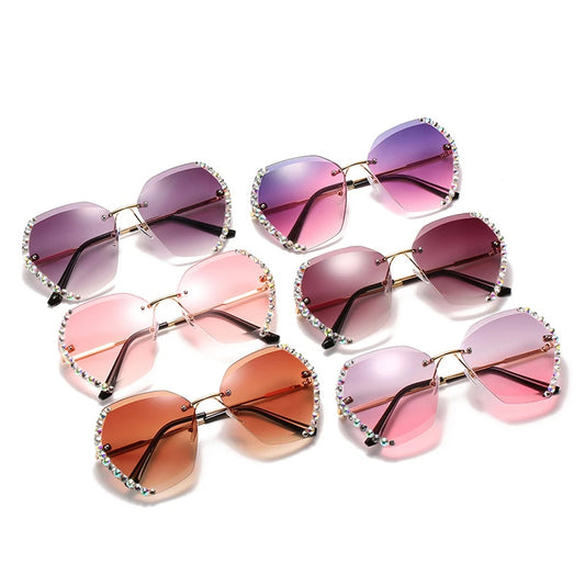 Diamond Square Rimless Luxury Sunglasses