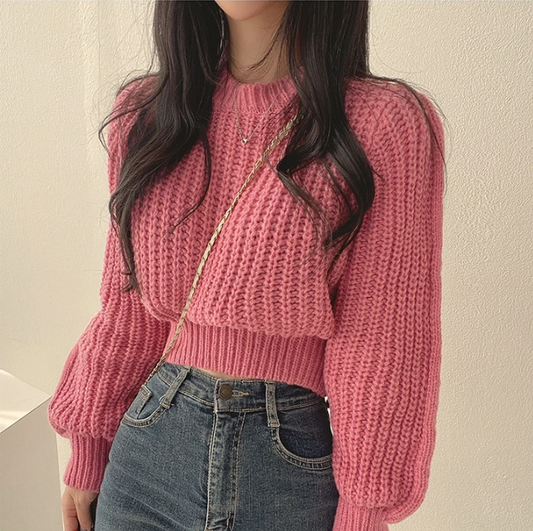 Soft Lantern Sleeve Knit Sweater