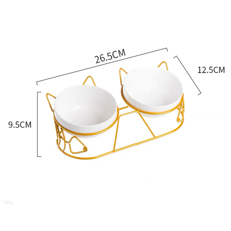 Cats Metal Platform Non Slip Ceramic Bowls