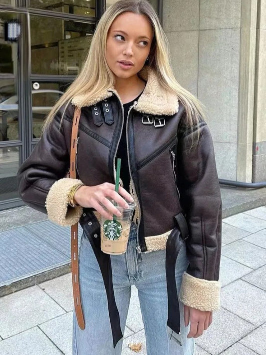 Vintage Elegance Shearling Coat