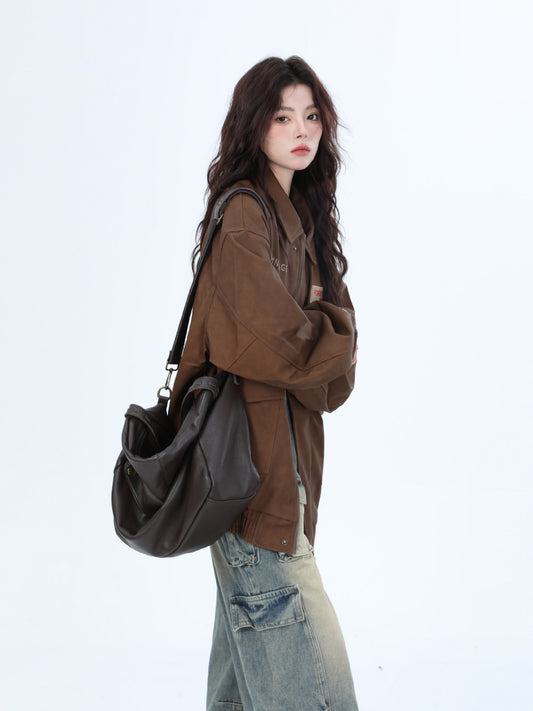 Womens Genuine Leather Furry Natural Touch Coats