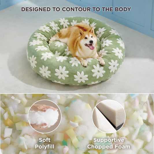 Cloud Nine: Ultra-Soft Blue and White Cloud Pattern Round Pet Bed