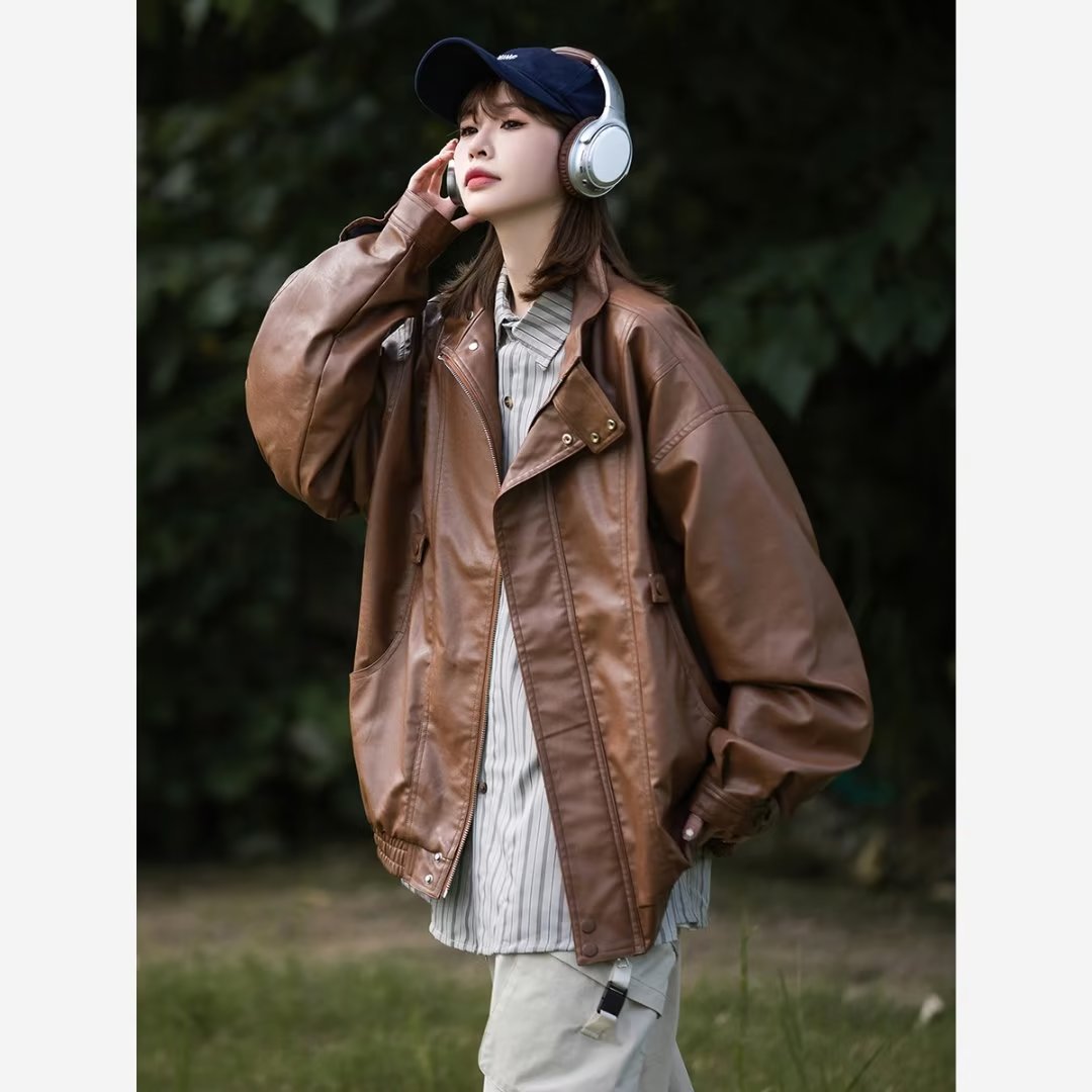 Womens Genuine Leather Furry Natural Touch Coats