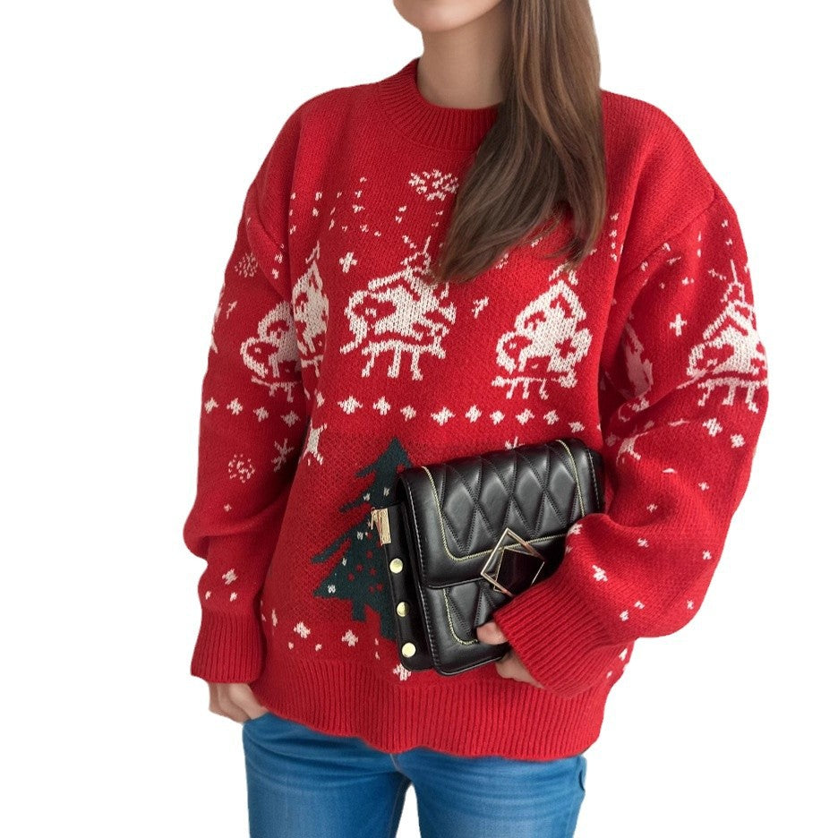Womens Casual Knitted Christmas Sweater