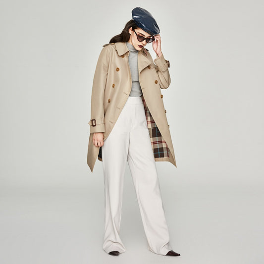 Timeless Elegance Long Double Breasted Trench