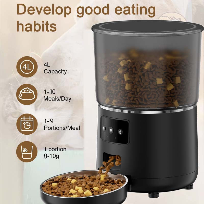 Stainless Steel Audio Recorder 4L WiFi App Automatic Cat Dog Pet Feeder