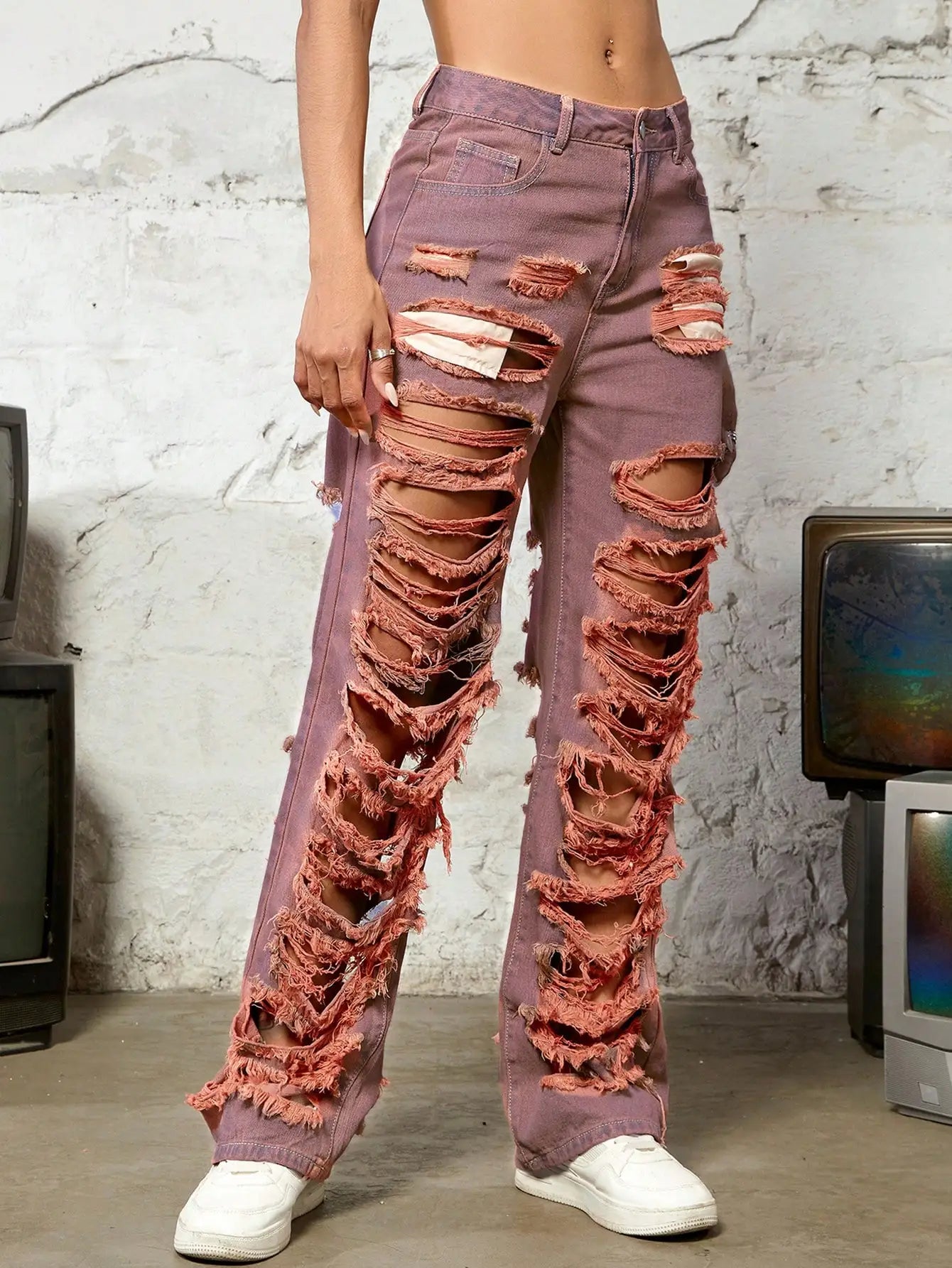 Urban Edge Ripped Wide Leg Jeans