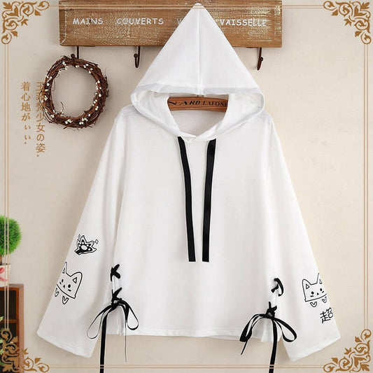 Kitty Cozy: Cat Print Hooded Sweatshirt