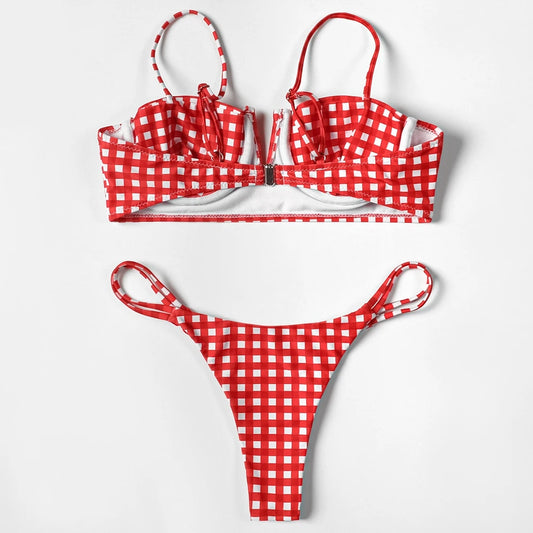 Plaid Underwire Bikini – Chic Checkered Swimwear