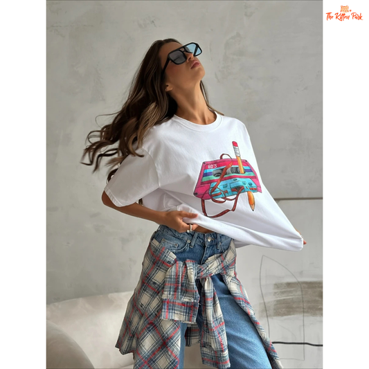 Vintage-style geometric print cotton T-shirt with a loose hip hop fit, O-neck, and short sleeves, perfect for casual summer wear.