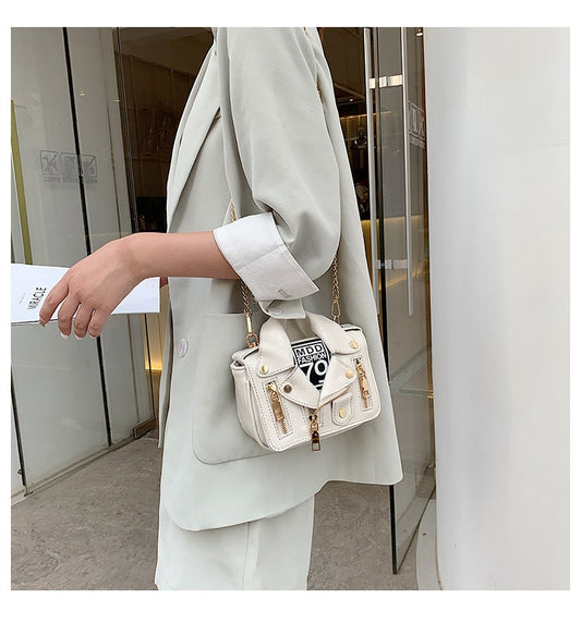 Motorcycle-Inspired Chain Shoulder Bag