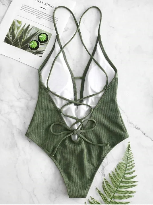 Emerald Elegance High Cut Swimsuit