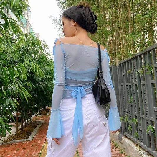 Enchanting Mesh Off Shoulder Top