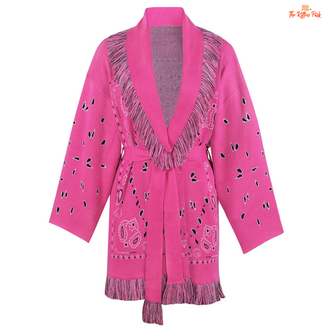 Patchwork Knitted Cardigan β Autumn 2026, loose fit V-neck cardigan with striped patchwork, button closure, extra-heavy knit polyester for autumn and winter.