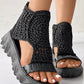 Geometric Knit Platform Sandals