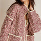 Floral Harmony Stand Collar Quilted Elegance Jacket