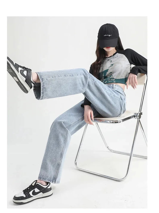 Blue and White Retro Denim Pants