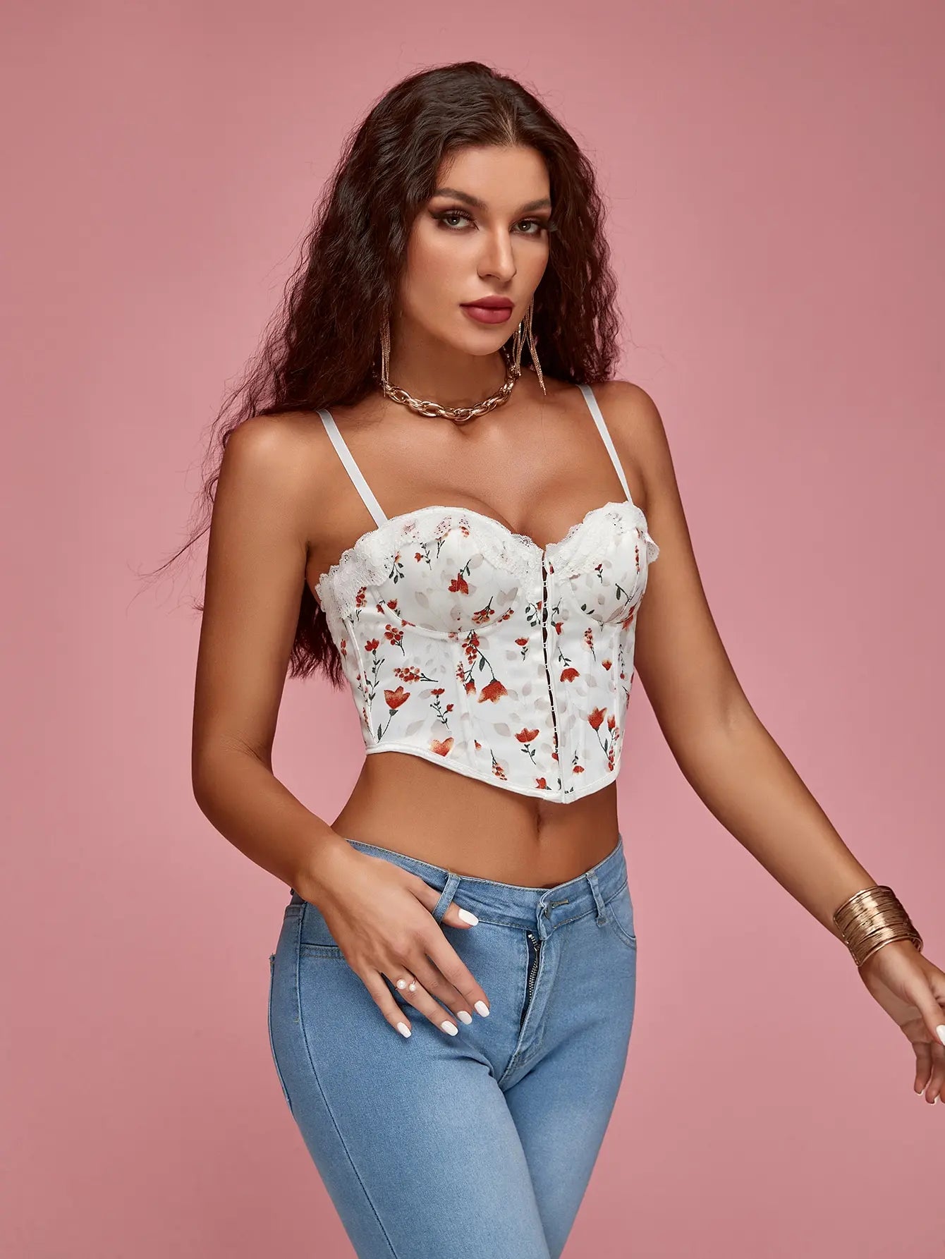 Chic Floral Fantasy Crop Top