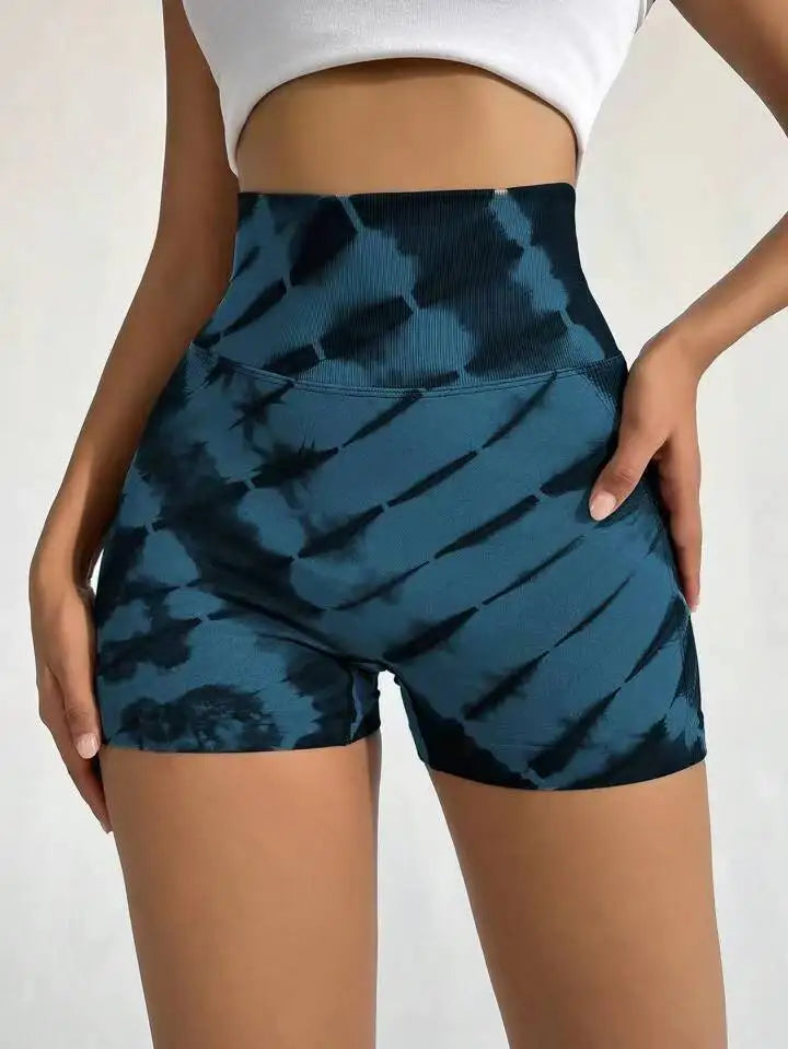 High Waist Yoga Tie Dye Shorts