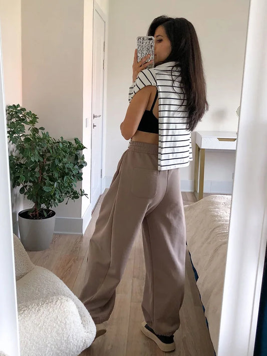 High-Waisted Sports Oversized Sweatpants
