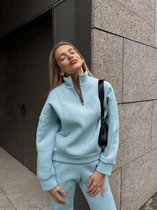 Cozy Zipper Style Two-Piece Set