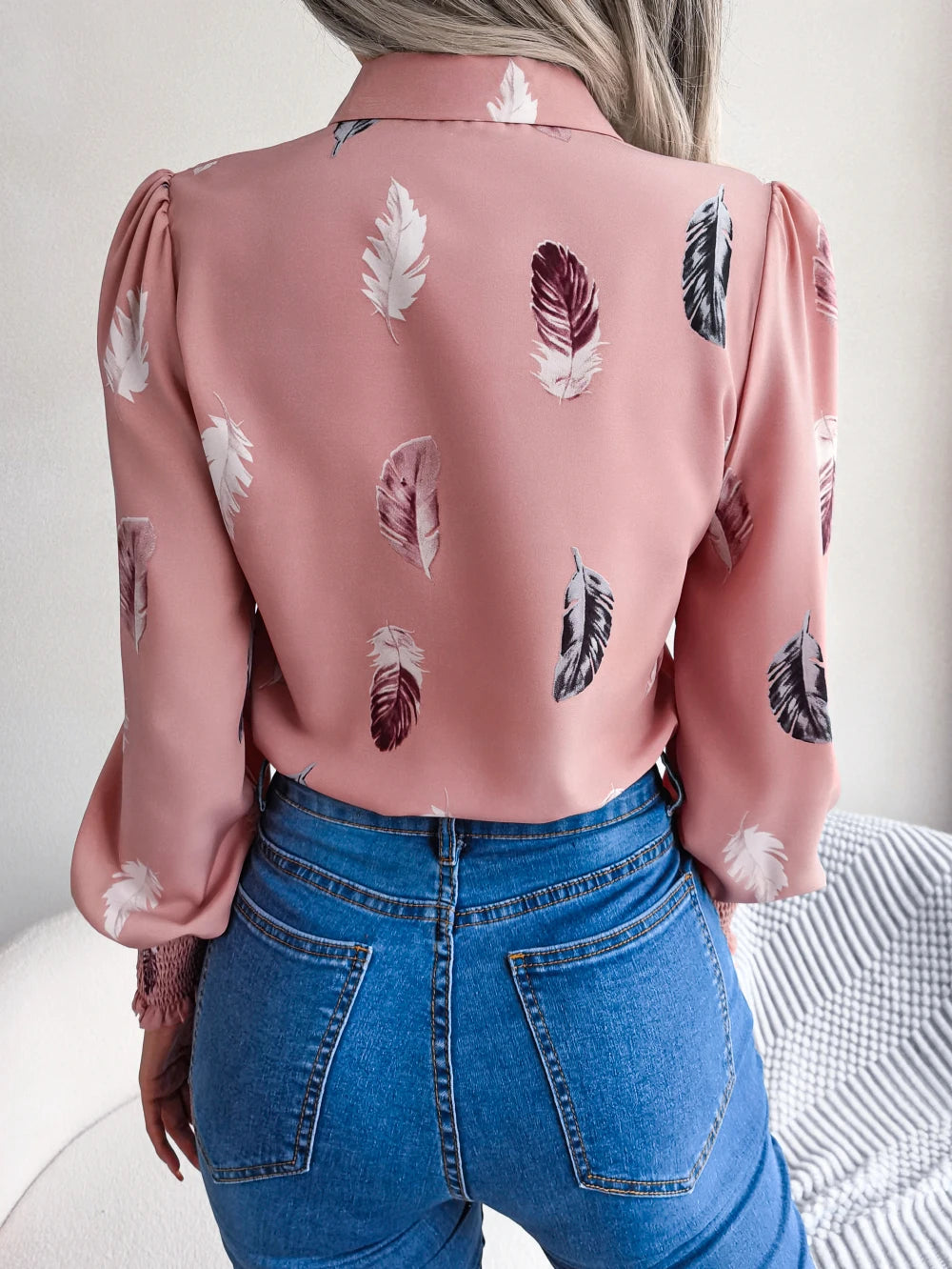 Feather Bloom Collared Spring Shirt