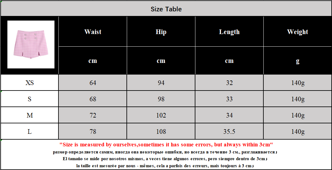 Pink Plaid Elegant Women Jacket Shorts Set