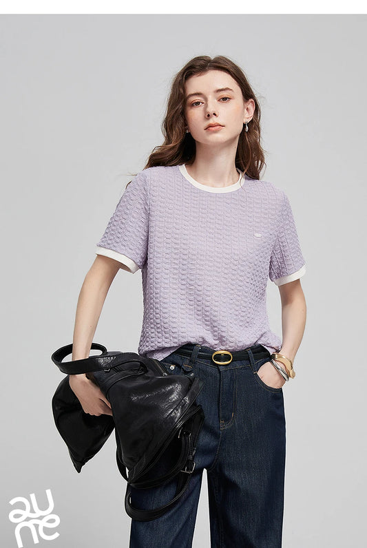 2025 Spring Women's Short Sleeve T-Shirt – Soft Knit Casual Top for Everyday Wear