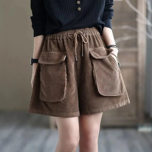 Retro Corduroy Pocket Shorts