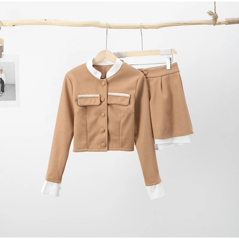 Chic Tweed Modern Spring Skirt Set