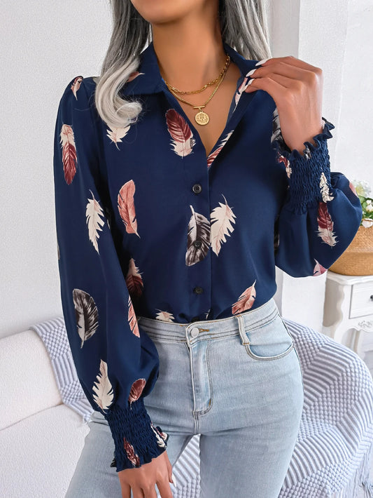 Feather Bloom Collared Spring Shirt