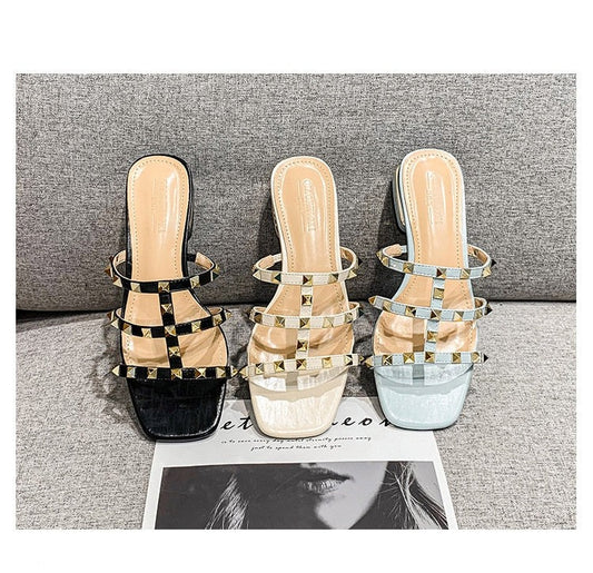 Summer Ribbon Sandals with Rivet Detailing