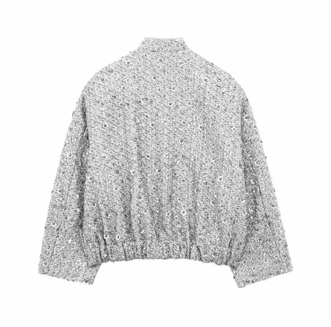 Gold Sequined Luxe Bomber Jacket