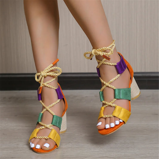 Summer Trendsetter Lace-Up Heeled Sandals