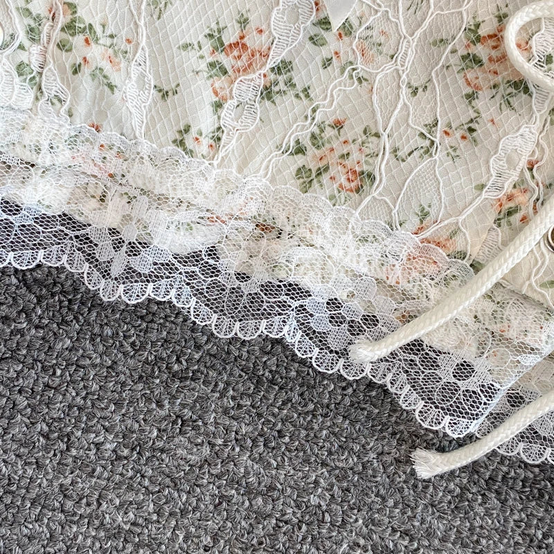 Autumn Blossom Mesh Blouse Tops