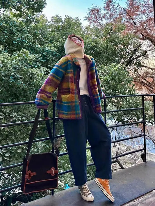 PlaidVista Vintage Fleece Chic Jacket