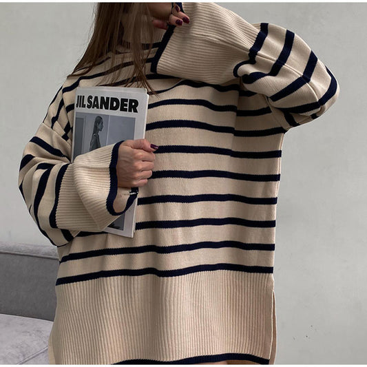 Chic Flare Knits: Oversized Striped Sweater