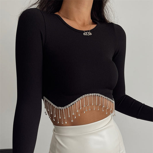 Autumn Elegance: Tassel Crewneck Top