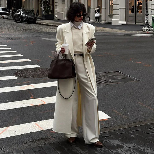 Snowfall Chic Wool Trench – Elegant Winter Long Coat for Women