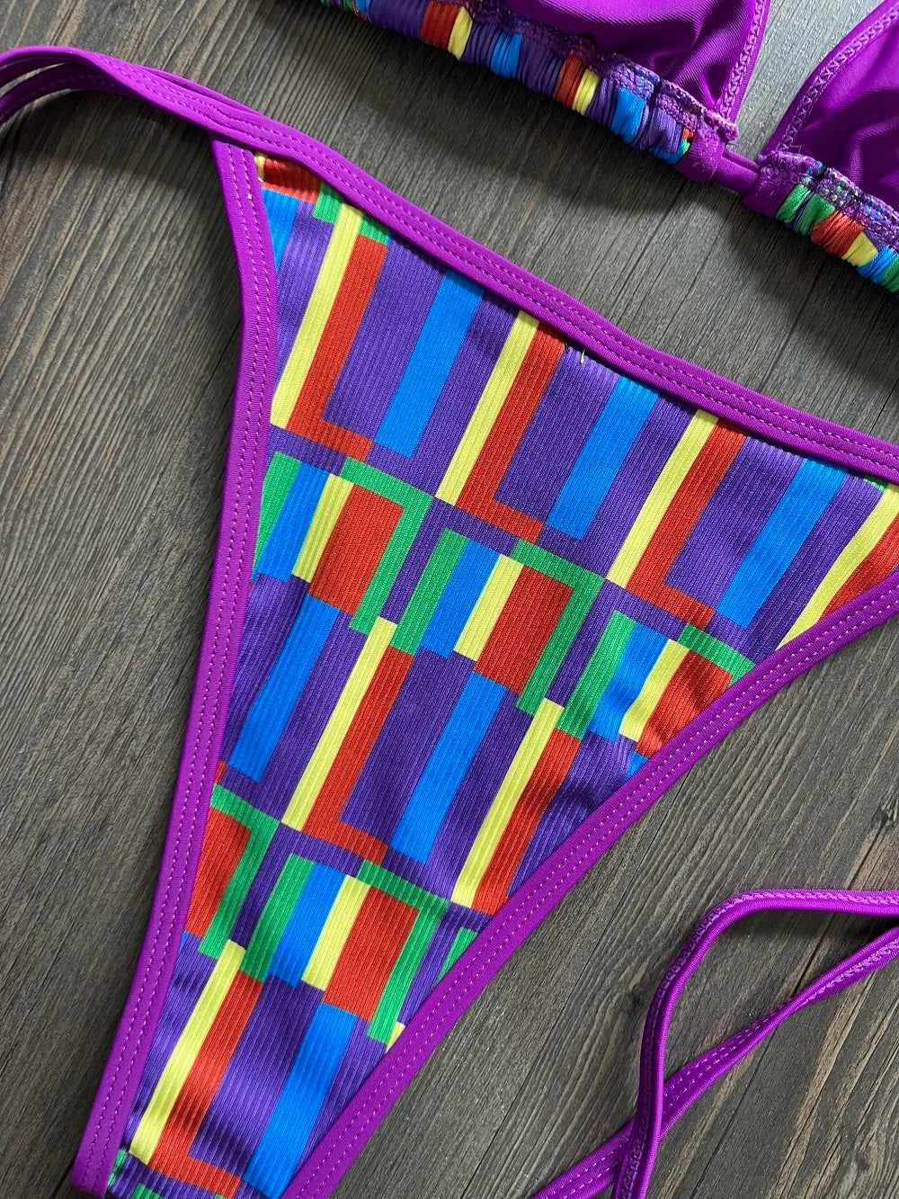 Color Block Triangle Bikini Set