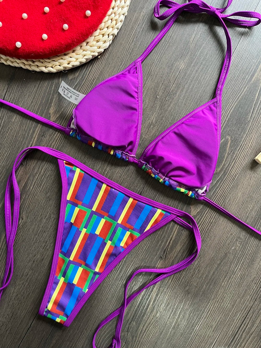 Color Block Triangle Bikini Set