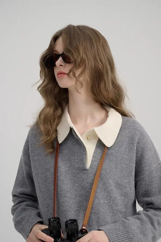 Autumn New Women's Polo-Neck Sweater – Elegant Loose-Fit Pullover, High-Quality Knit, Casual & Versatile Fashion Top