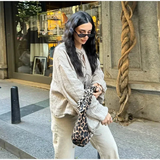 Chic Lace-Up Linen Coat