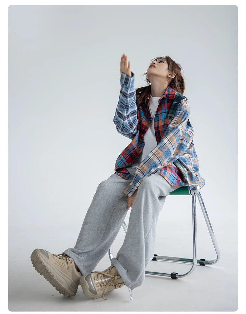 Nostalgia Vibe Contrast Plaid Shirt