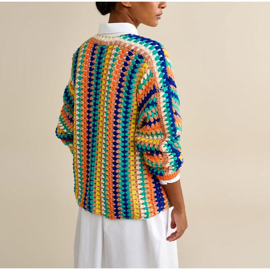 Rainbow Radiance Knitted Cardigan Sweater