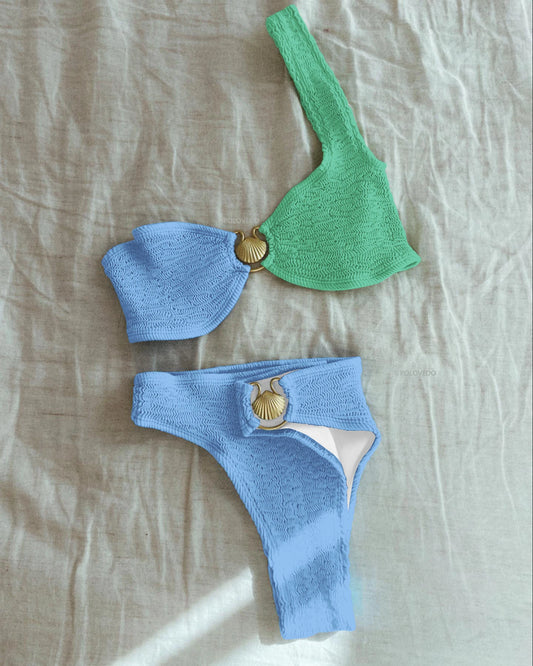 Sun-Kissed Pleated Triangle Bikini Set