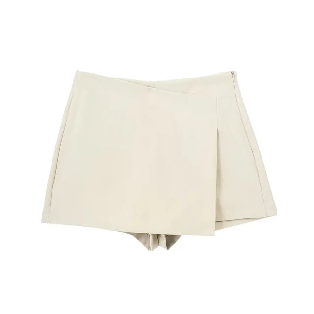 Chic High-Waist Asymmetric Skirt Shorts
