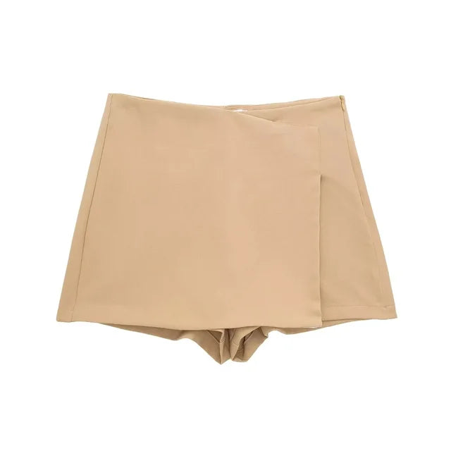 Chic High-Waist Asymmetric Skirt Shorts
